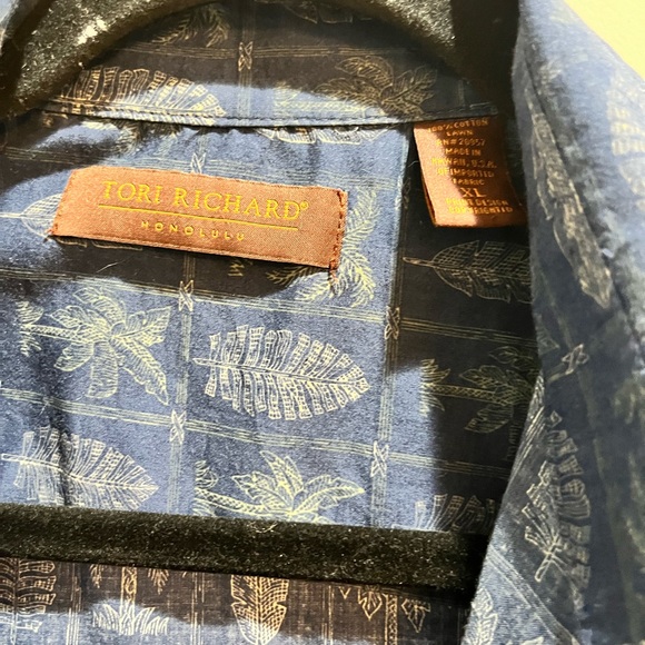 Tori Richard Sz XLarge Hawaiian Button Down Blue Floral Aloha Shirt Mens. - Picture 5 of 6